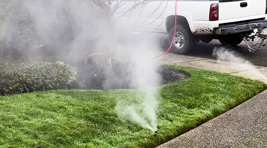 Residential home water sprinkler system being winterize for the cold weather